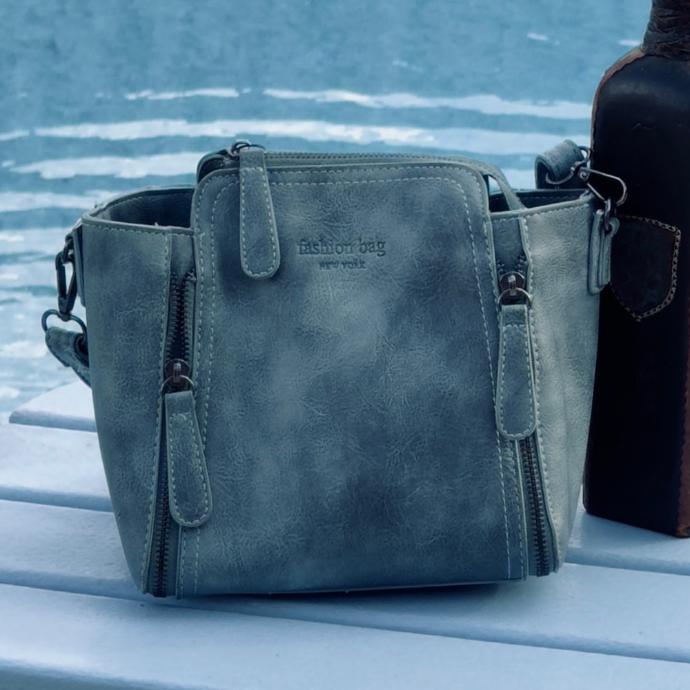 Blue Bucket Shoulder Bag